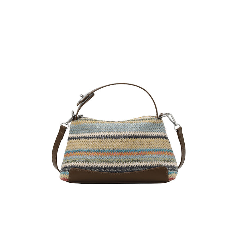 Stylische gestreifte gewebte Handtasche