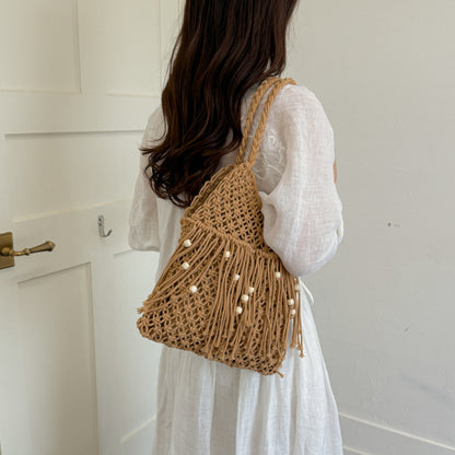 Handgefertigte Makramee Tasche mit Quasten Brehn