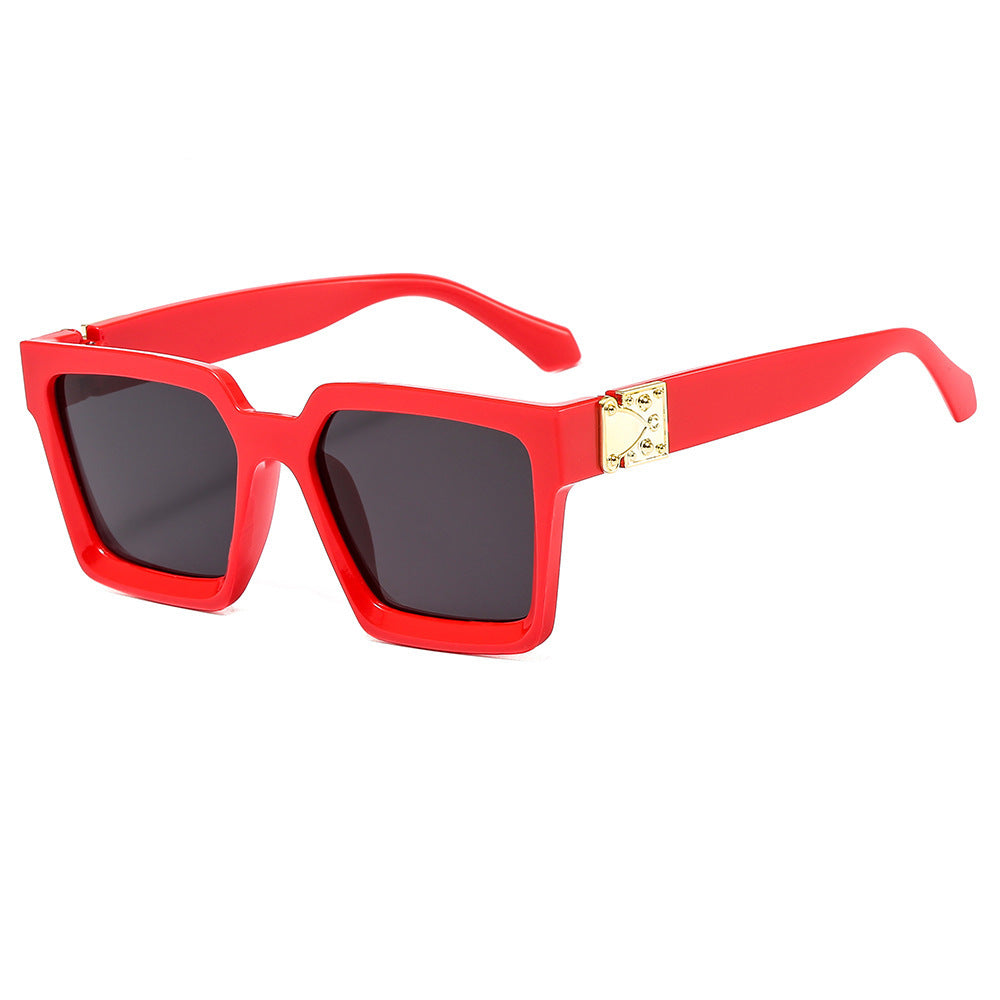 Damen stilvolle quadratische Sonnenbrille mit goldenen Akzenten Brehn