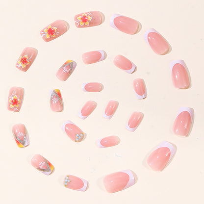 Elegante Florale Französische Spitze Nagelkunst Brehn