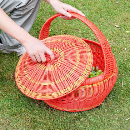 Damen Rattan Aufbewahrungskorb mit Deckel Brehn