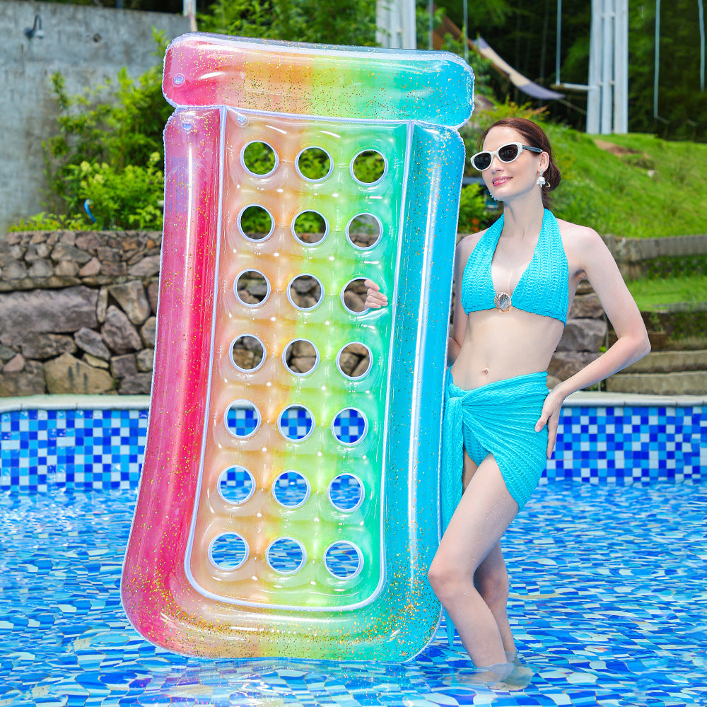 Damen Aufblasbare Komfort-Schwimmliege mit integrierten Getränkehaltern Brehn