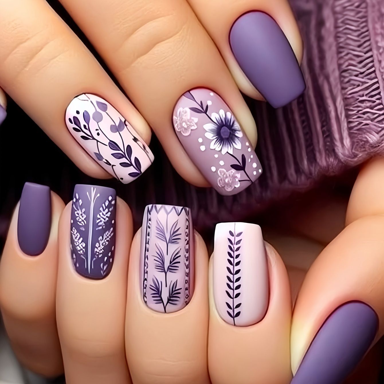 Künstlerisches Floral Press-On Nail Art Set Brehn