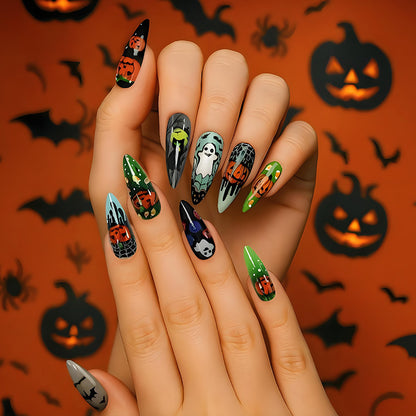 Halloween Kunstnagelset mit gruseligen Motiven und kreativen Designs Brehn