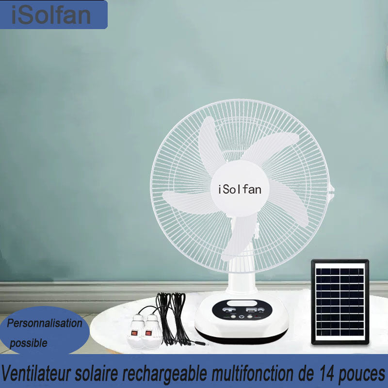 Damen Solarbetriebener Tischventilator mit Fernbedienung und variablem Geschwindigkeitsregulierungsmodul Brehn