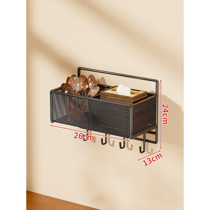 Wandmontierter Mesh Besteckhalter mit Haken zum Aufhängen