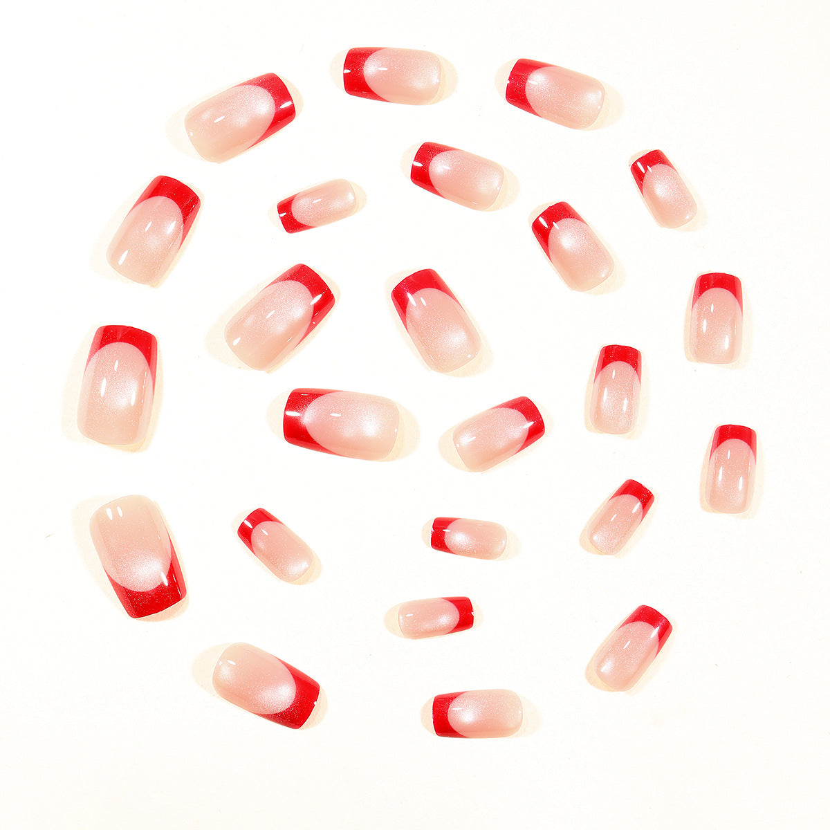 Elegante Glänzende Französische Spitzen Nagelkunst Verlängerungen Brehn