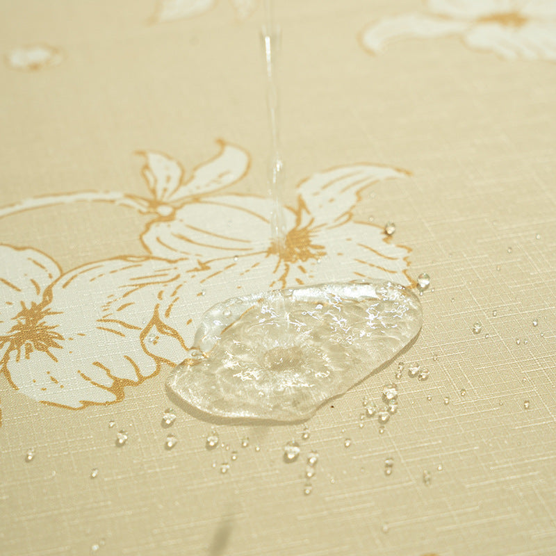 Runde abwischbare Tischdecke mit floralem Ausschnittsaum Brehn