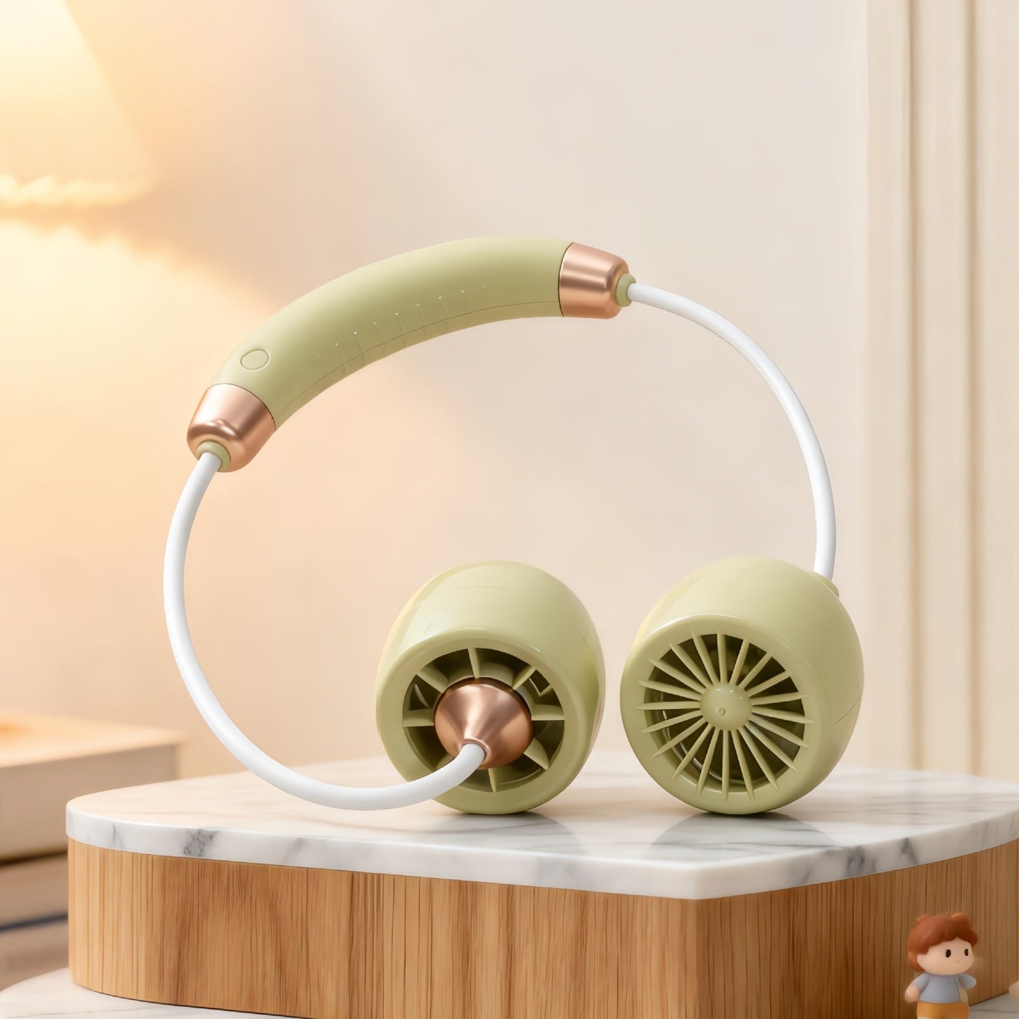 Frauen Tragbarer Halsventilator mit Flexiblem Arm und USB-Verbindung Brehn