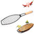 Fischgrillkorb Für Ganze Fische mit Klappbarem Holzgriff und Rautenförmigem Grillgitter Brehn