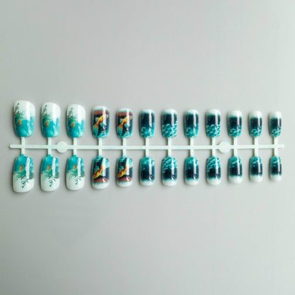Künstlerisches 3D Aquarium Nagelkunstset
