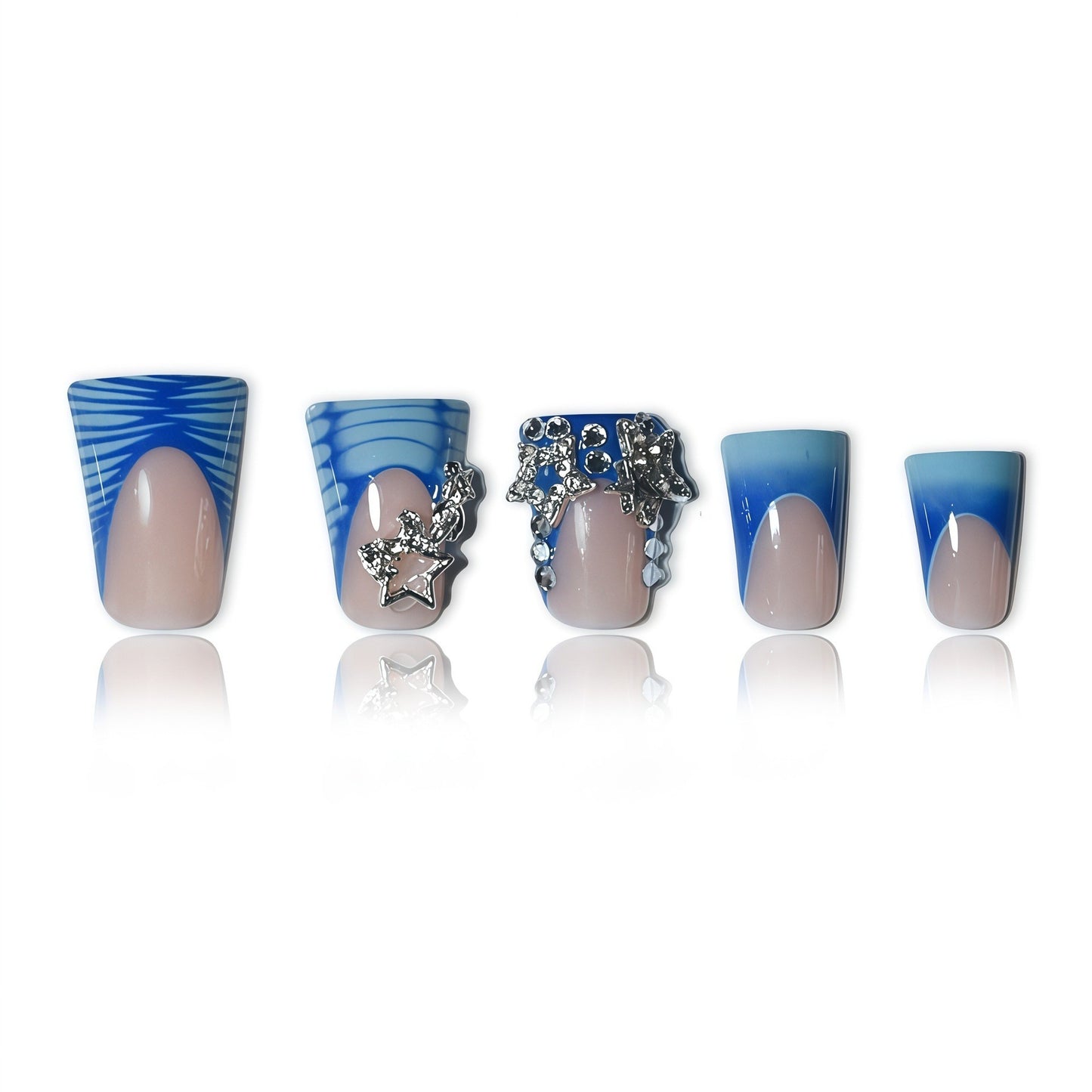 3D dekorative ozean-inspirierte Press-On Nagelkunst Brehn