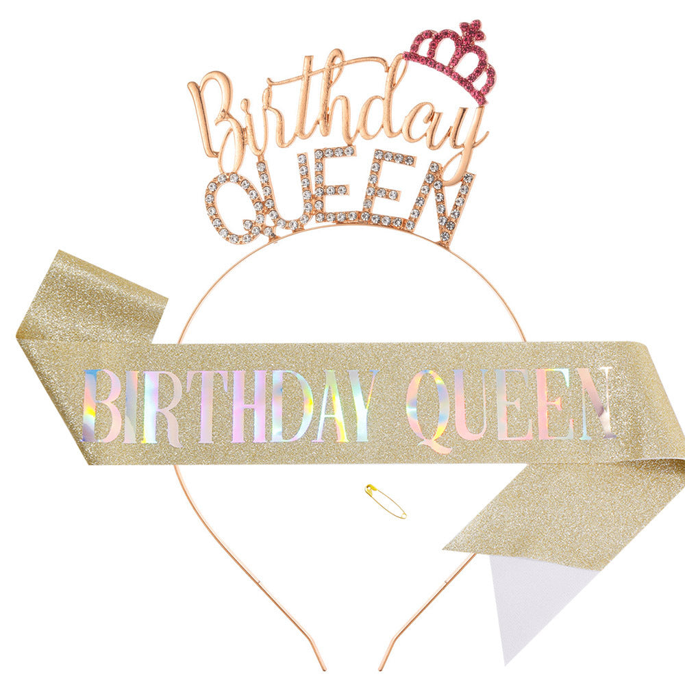 Damen Glitzernder Haarreif mit "Birthday Queen"-Schriftzug Brehn