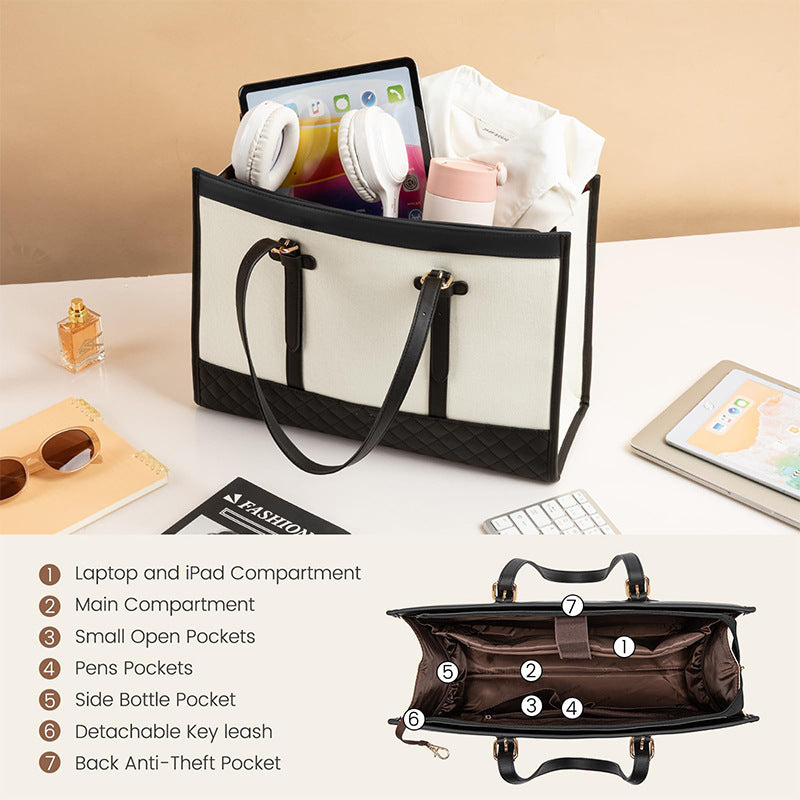 Stilvolle Quilted Tragetasche mit Abnehmbarem Kosmetikfach Brehn