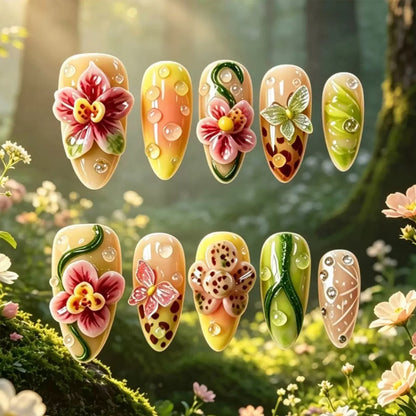 Dekoratives Floral 3D Nagelkunst Set Brehn