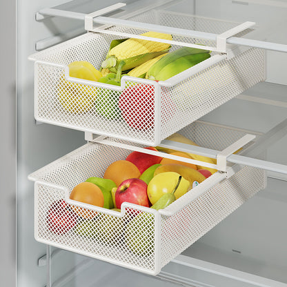 Schiebbares Mesh-Kühlschrank-Ausziehregal-Organizer mit verstellbaren Schienen