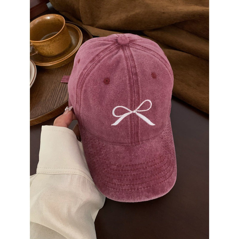 Damen Bestickte Schleifen-Detail Verstellbare Baseballmütze Brehn