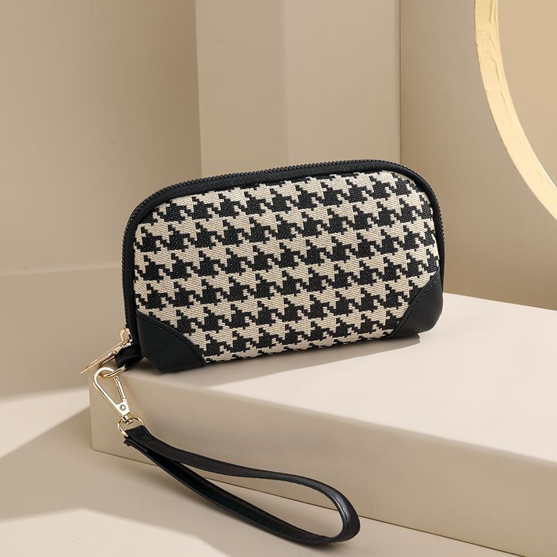 Elegante Hahnentritt Reißverschluss-Tasche Brehn