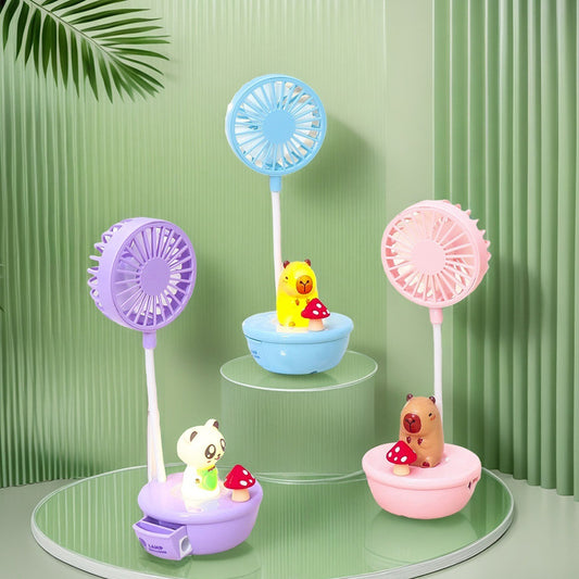 Damen Tragbarer USB Ventilator mit integrierter LED-Lampe und niedlichem Panda-Design Brehn