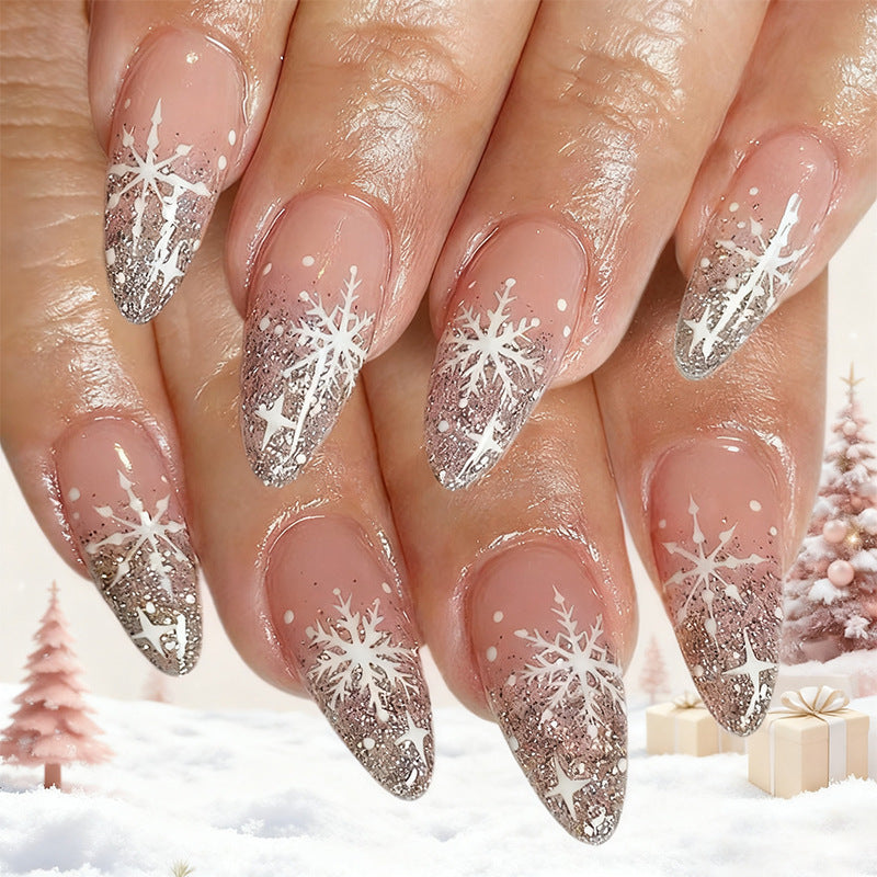 Glitzernde Schneeflocken Nagelkunst Brehn