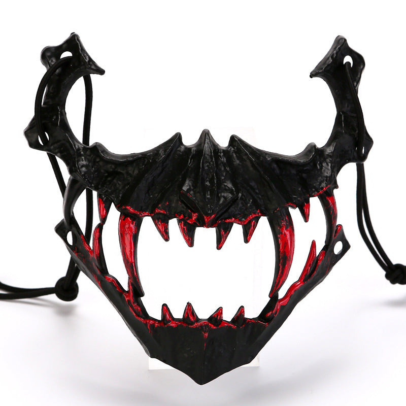 Halbgesichtsmaske mit fletschenden Vampirzähnen und verstellbarem Gummiband