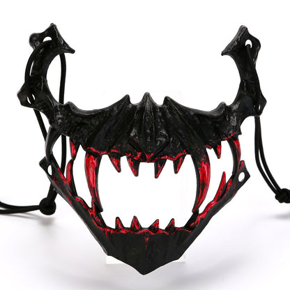 Halbgesichtsmaske mit fletschenden Vampirzähnen und verstellbarem Gummiband