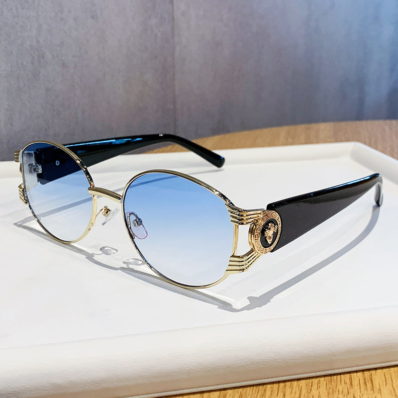 Damen elegante Sonnenbrille mit luxuriösem Metallrahmen und verspiegelten Gläsern Brehn