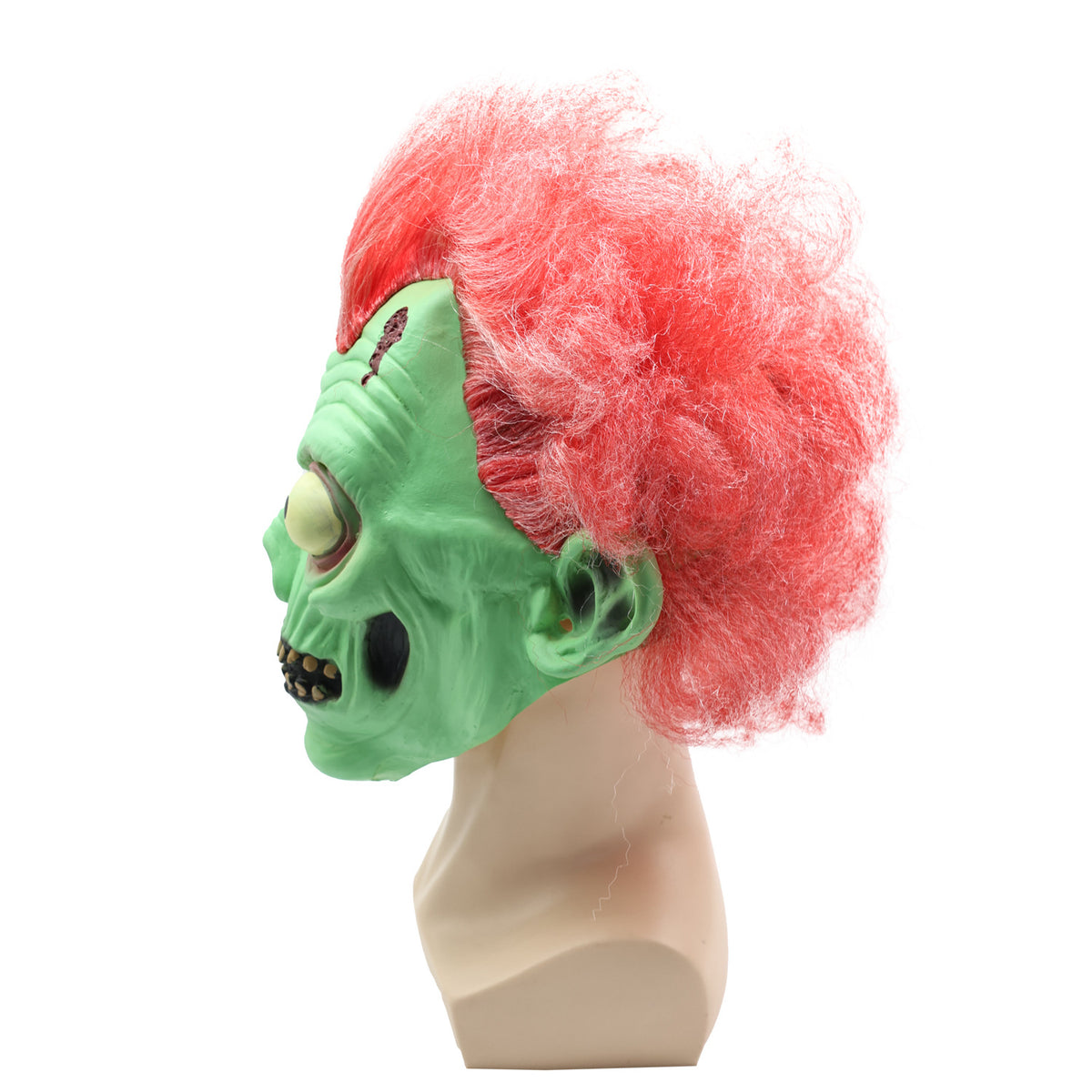 Realistische Latex-Halloweenmaske mit integrierter Kunsthaar-Perücke und verstellbarem Nackenband
