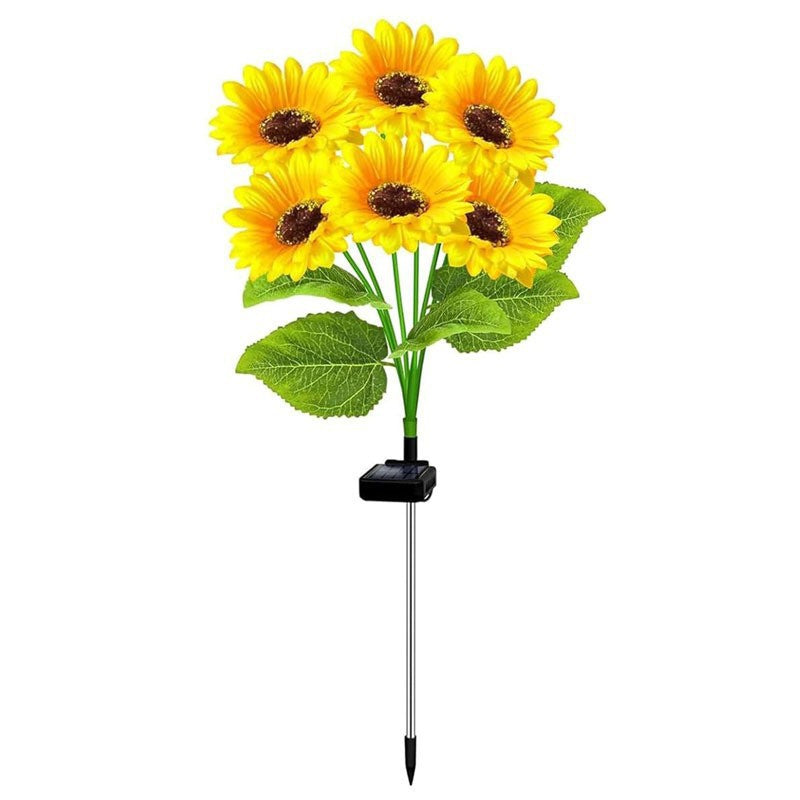 Solarbetriebene LED-Sonnenblumen-Gartenstehlampe mit wasserdichtem Panel und verstellbarem Stiel Brehn