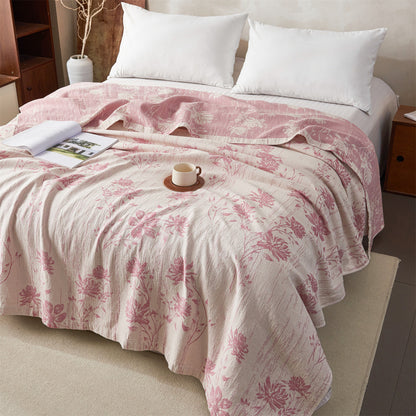 Wendbare Florale Jacquard Baumwolle Überwurf Decke Bettüberwurf