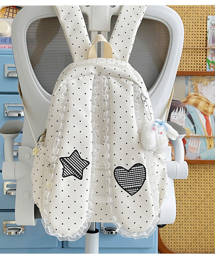 Mädchen Verspielter Pünktchen Hase Ohren Schul Rucksack