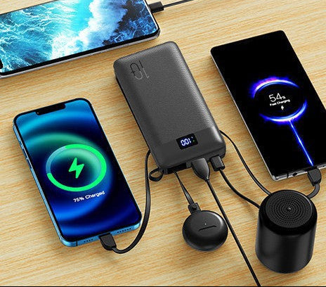 Slim Hochleistungs tragbare Powerbank mit integrierten Ladekabeln und digitalem LED-Display Brehn