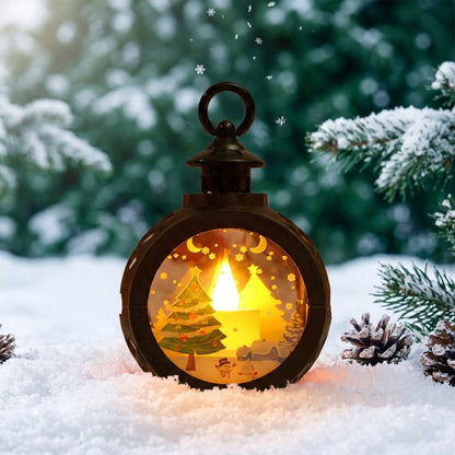 Weihnachtslaterne mit LED-Flamme und festlichem Design