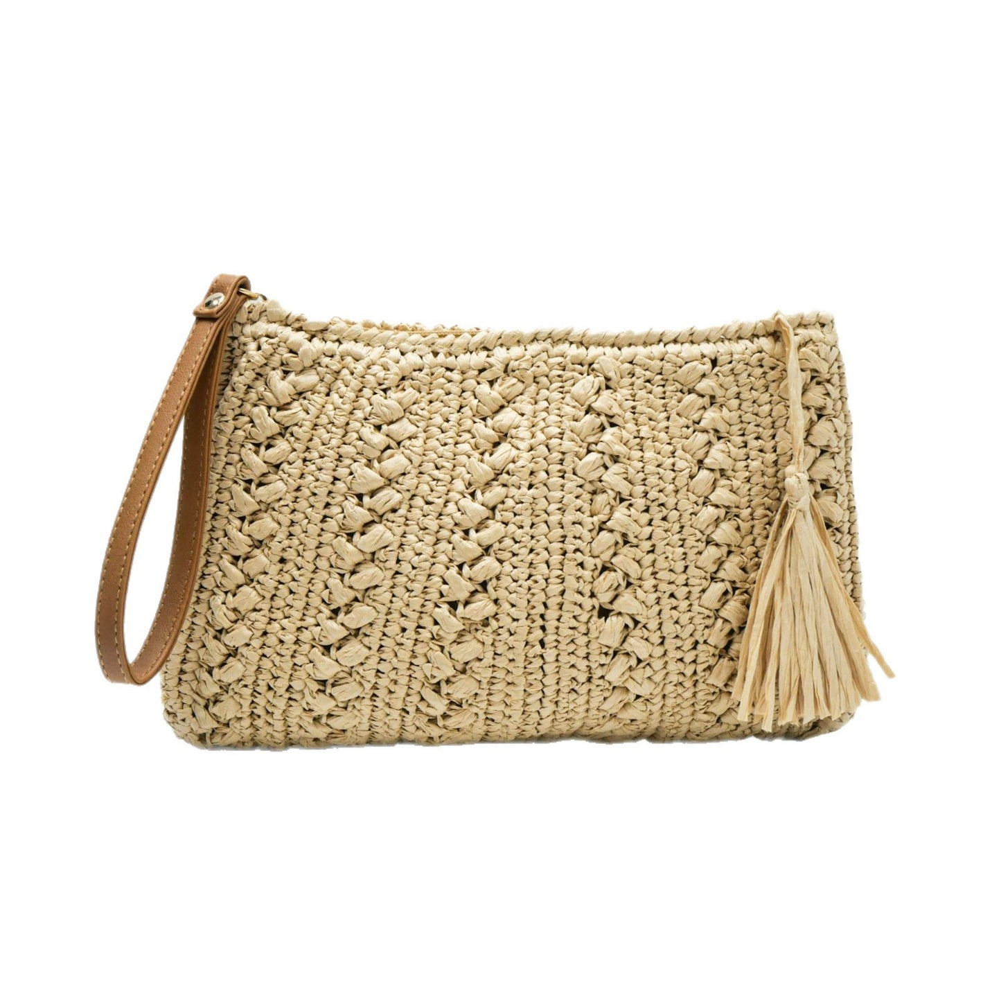 Handtasche Aus Geflochtenem Naturmaterial mit Quaste Brehn