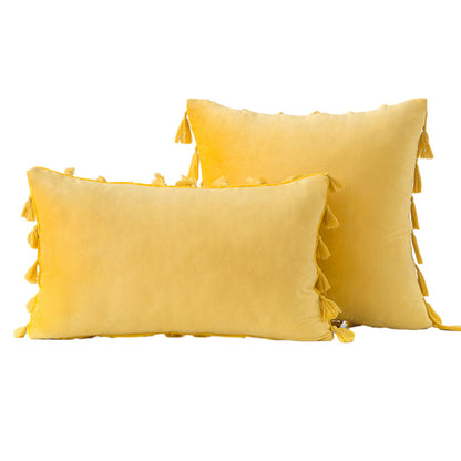 Velvet Quaste-Trim Quadrat und Lenden Dekokissen Set
