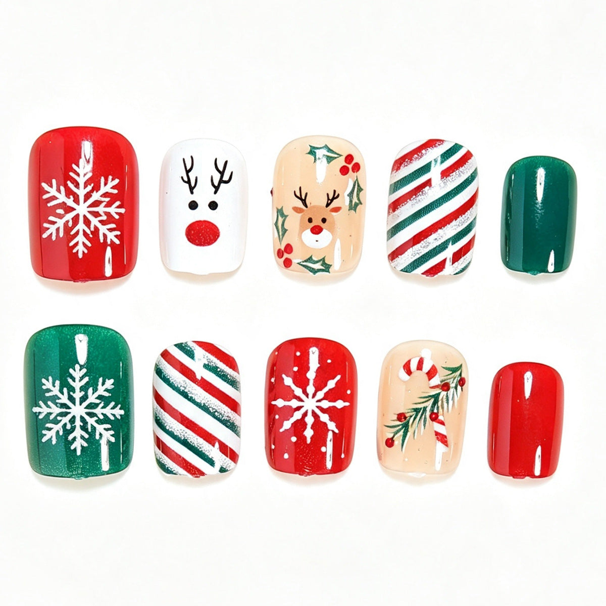 Festliche Feiertags-Themen Press-On Nail Art Brehn