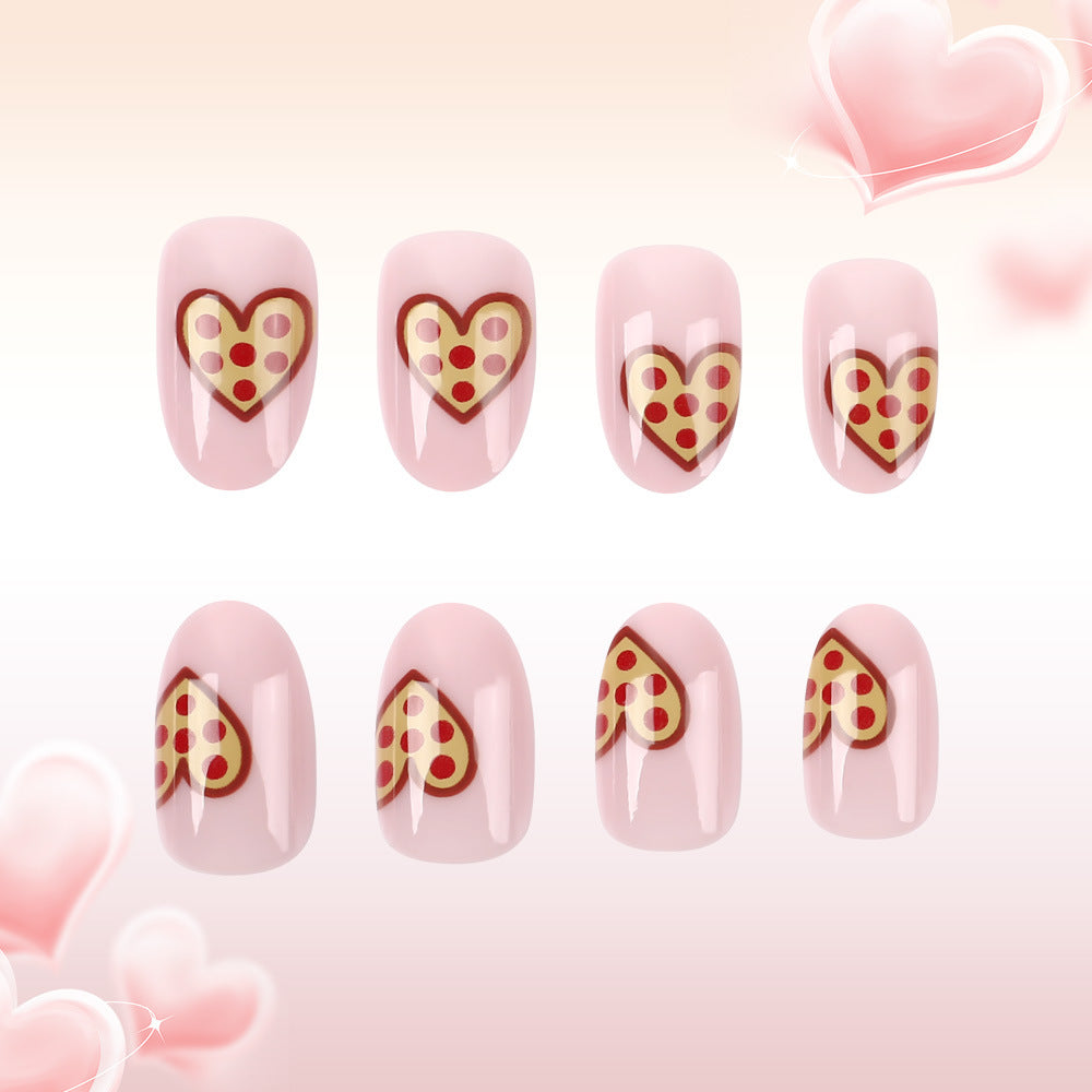 Verspielte Pizza Herz Press-On Nagelkunst Brehn