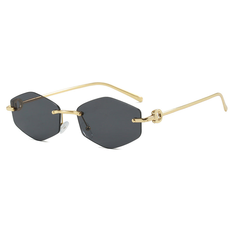 Damen modische Sonnenbrille mit hexagonalem Gestell und luxuriösen Akzenten Brehn