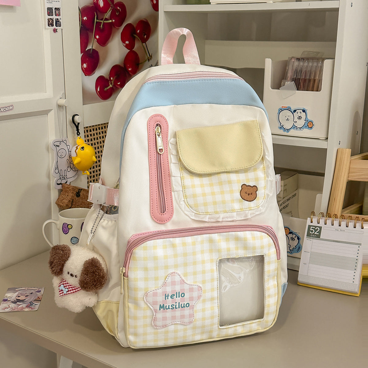 Stilvolles Gingham-Druck-Rucksack Brehn
