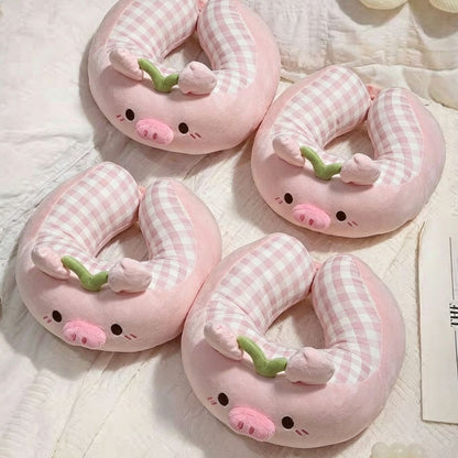 Plüsch‑Hausschuhe mit Memory‑Sohle und kariertem Innenfutter im niedlichen Schwein‑Design