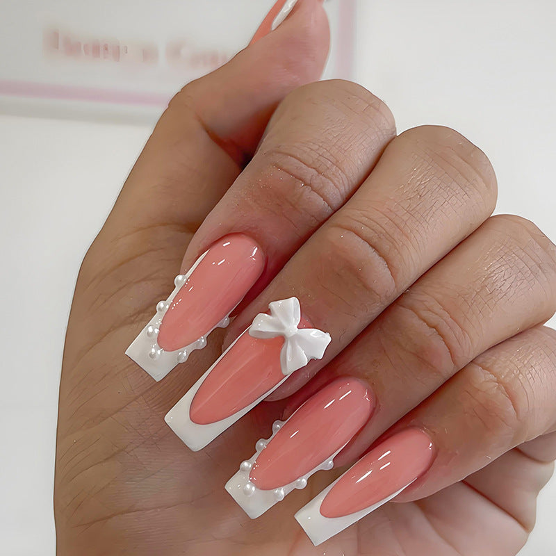 Kunstnagelset mit eleganten 3D-Schleifen und hochwertigen Dekoren Brehn