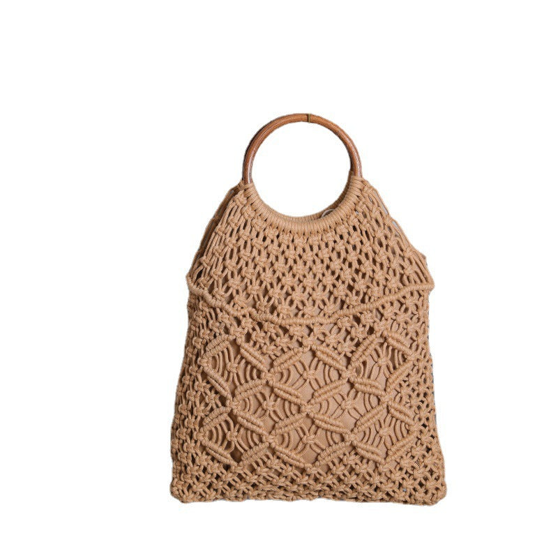 Makramee Tasche mit Holzgriff Brehn
