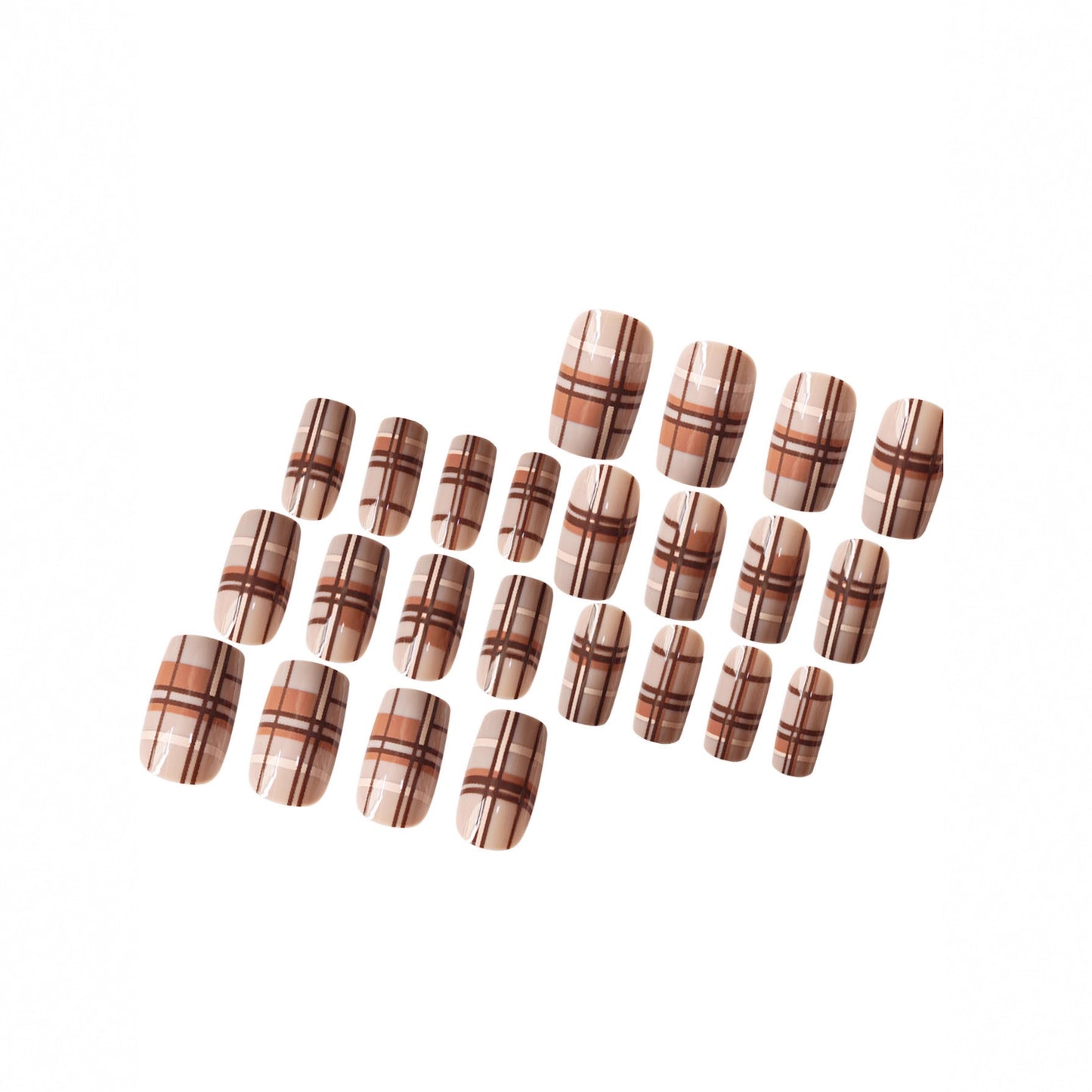Stylisches Karomuster Press-On Nail Set Brehn