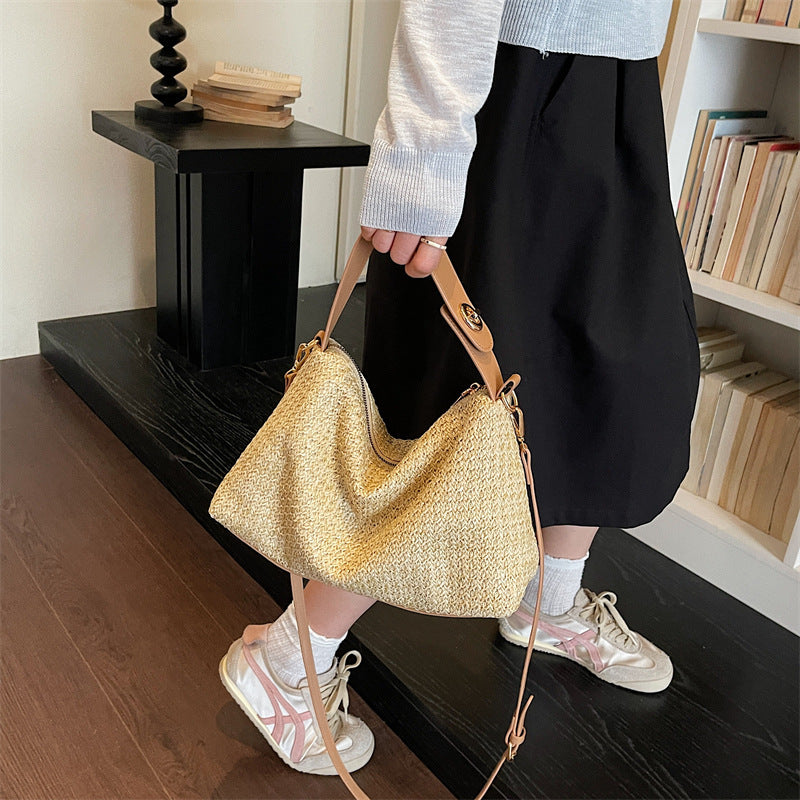 Elegante Strohtasche mit Abnehmbarem Schulterriemen Brehn