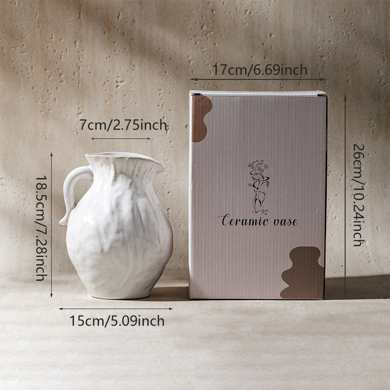 Handgefertigte Texturierte Keramikkanne Vase für Blumenarrangements