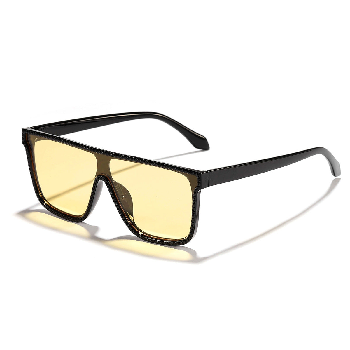 Damen futuristische Mode-Sonnenbrille mit breitem Rahmen und kontrastierenden Gläsern Brehn
