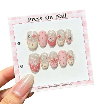 Anpassbares Blüten-Press-On-Nagelkunst-Set  1791773546