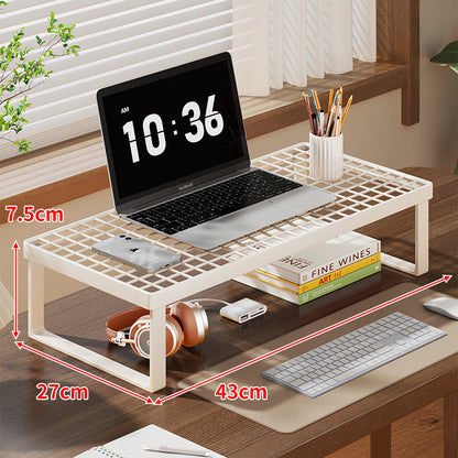 Grid-Top Desktop-Monitor und Laptop-Riser-Regal mit Unterablage