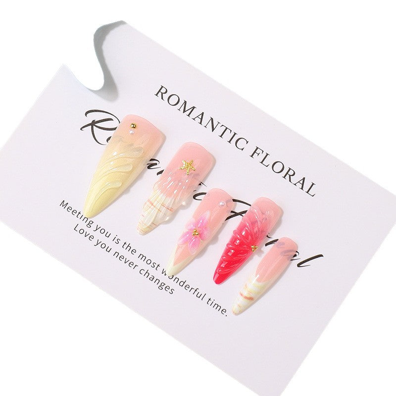 Romantisches Blumen Press-On Nagelspitzen Kunstset Brehn