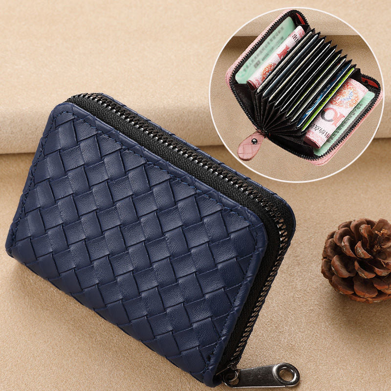 Woven Leather Reißverschlussgeldbörse